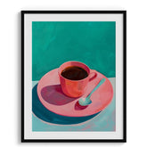 Pink Cup on Turquoise Canvas Wall Prints